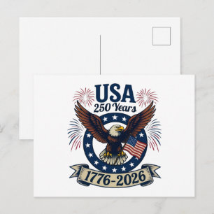 Cartão Postal Águia Americana Patriótica 250 Anos 1776-2026