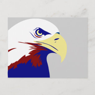 Cartão Postal Águia Americana Vermelha, Branca e Azul