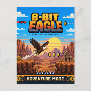 Cartão Postal Águia, Arte de Pixel Retro de 8 Bits