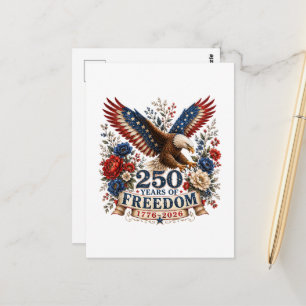 Cartão Postal Águia dos 250 Anos de Liberdade Aniversário de 250