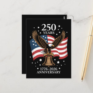 Cartão Postal Águia e Bandeira 250 Anos da América 1776-2026