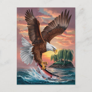 Cartão Postal Águia Majestosa Captura Presa