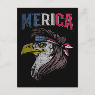Cartão Postal Águia Mullet Bandeira Americana EUA Pássaro Caipir
