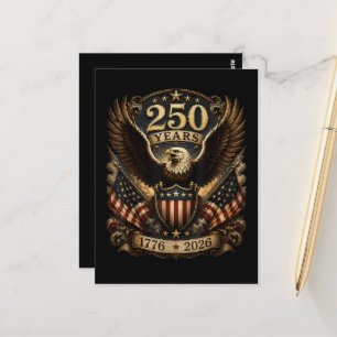Cartão Postal Águia Patriótica Americana 1776 2026 250º 4 de Jul