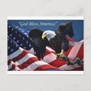 Cartão Postal Águia Patriótica Americana Deus Abençoe a América