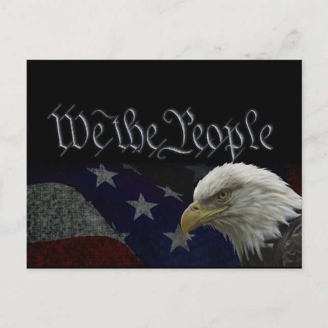 Cartão Postal Águia Patriótica e Bandeira (Frente)