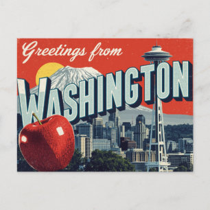 Cartão Postal Agulha Espacial de Seattle Washington Maçã