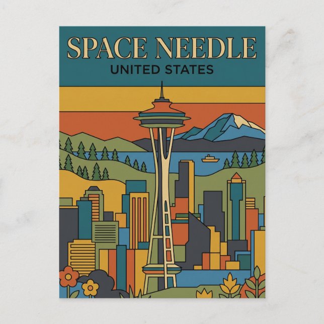 Cartão Postal Agulha Espacial Washington (Frente)