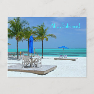 CARTÃO POSTAL "AH...BAHAMAS"ÁGUA AQUAMARINA/AREIA BRANCA/TRE PAL