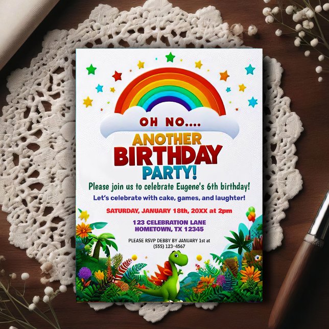 Cartão Postal Ah Não! Outra Festa de Aniversário com Tema de Din (Criador carregado)