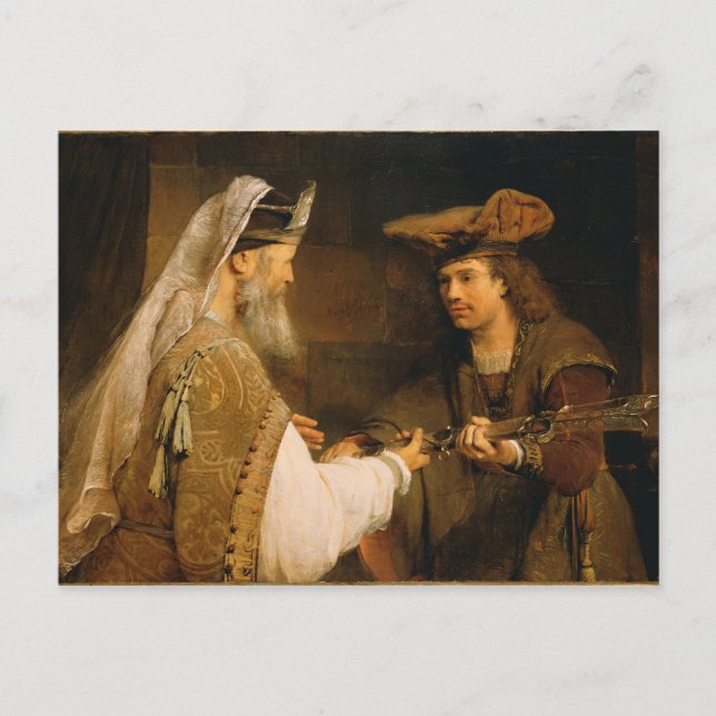 Cartão Postal Ahimelech dando a espada de Golias a David (Frente)