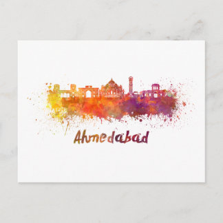 Cartão Postal Ahmedabad skyline in watercolor