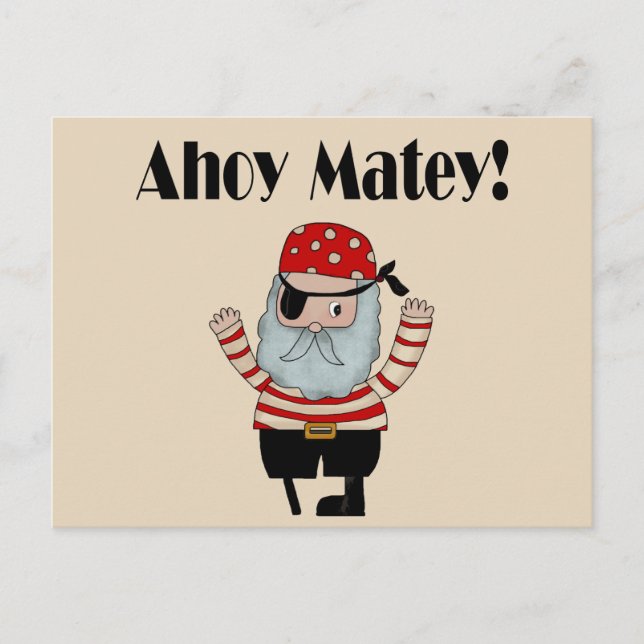 Cartão Postal Ahoy Matey Pirate (Frente)