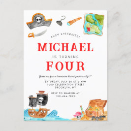 Cartão Postal Ahoy Shipmates Treasure Hunt Navio Pirata Aniversá