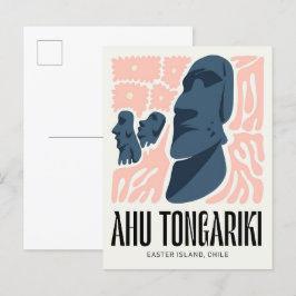 Cartão Postal Ahu Tongariki Ilha de Páscoa Chile viagem floral