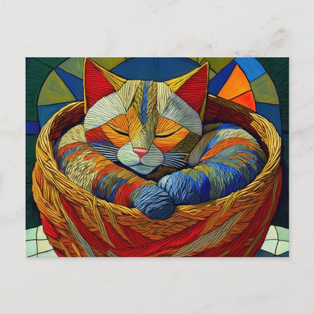 Cartão Postal AI Yarn Cat (Frente)