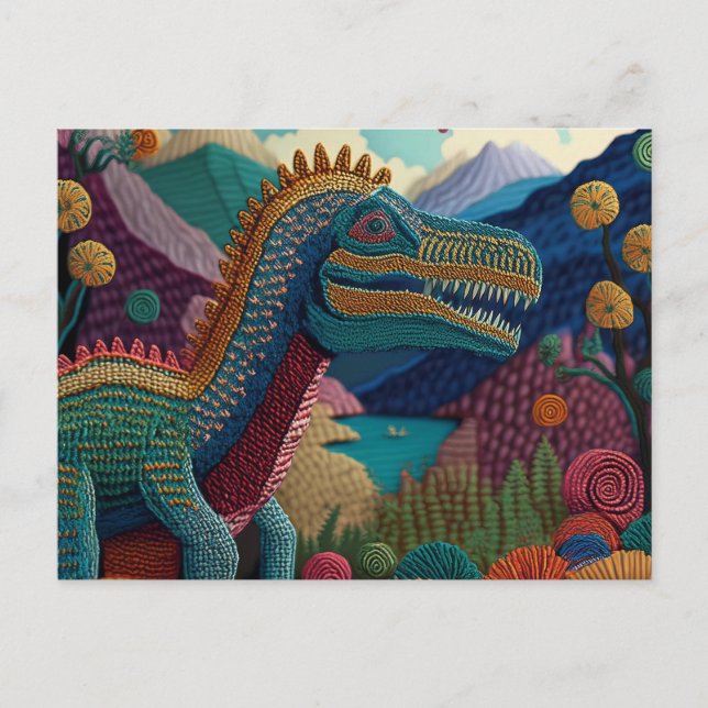 Cartão Postal AI Yarn Dino (Frente)