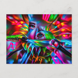 Cartão Postal Aicmofobia: Arte Surrealista Vibrante