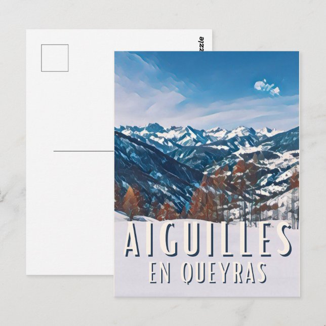 Cartão Postal Aiguilles en Queyras Station (Frente/Verso)