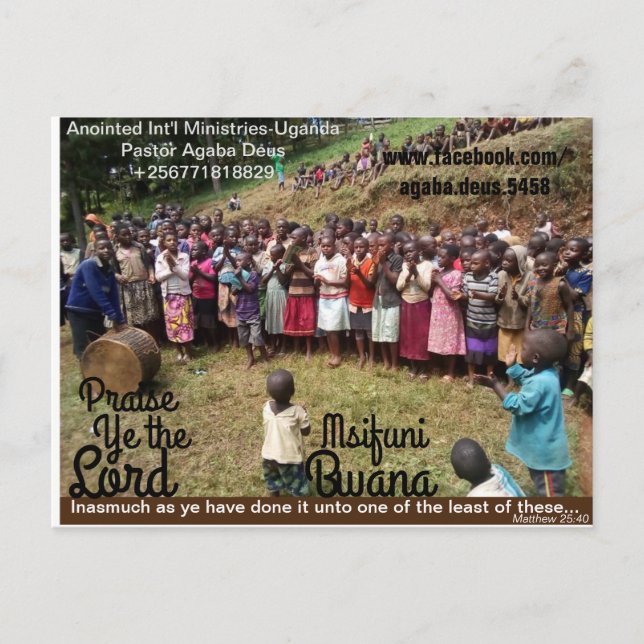 Cartão Postal AIM-Uganda Elogia Ye o Lord Postcard (Frente)