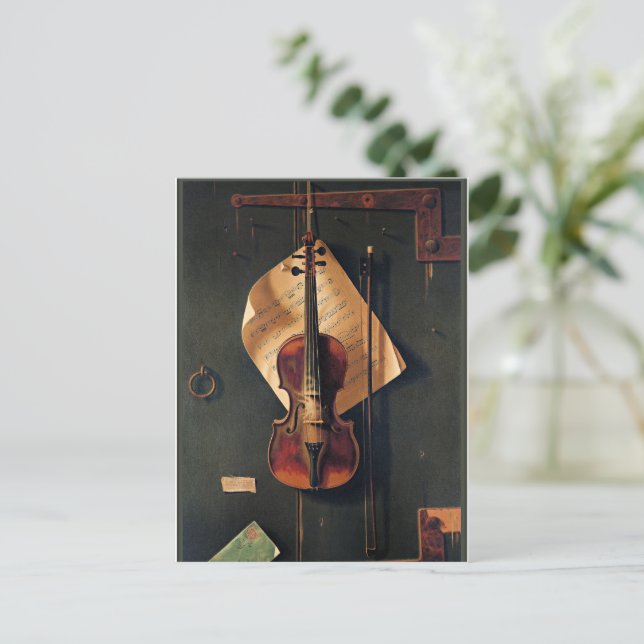 Cartão Postal "Ainda a vida com violino", belas artes. (Em pé/Frente)