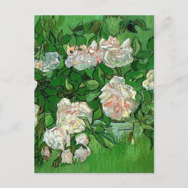 Cartão Postal Ainda com vida: Rosas rosa por Vincent van Gogh (Frente)