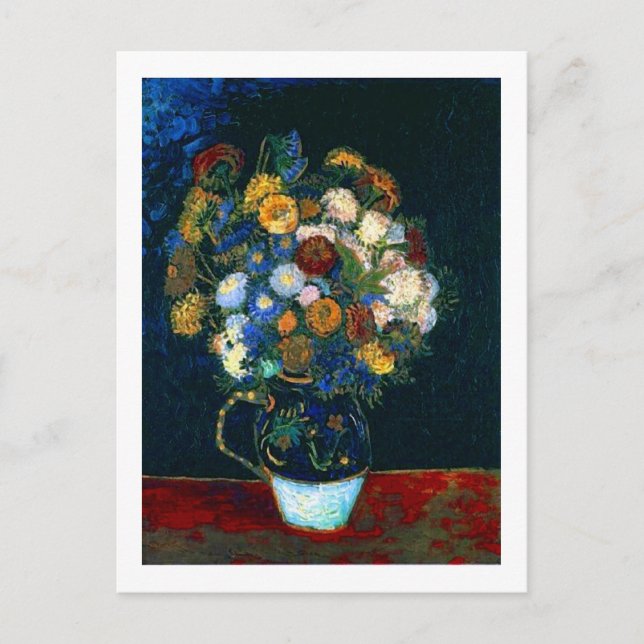 Cartão Postal Ainda é vida com Zinnias Van Gogh de Belas Artes (Frente)