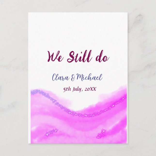 Cartão Postal Ainda fazemos glitter de aquarela roxa rosa brilho (Frente)