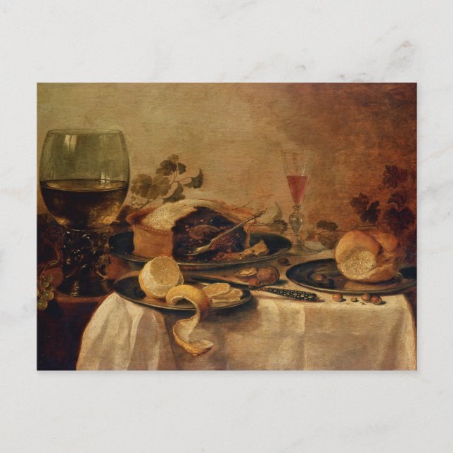 Cartão Postal Ainda vida com torta da fruta, 1635 (Frente)