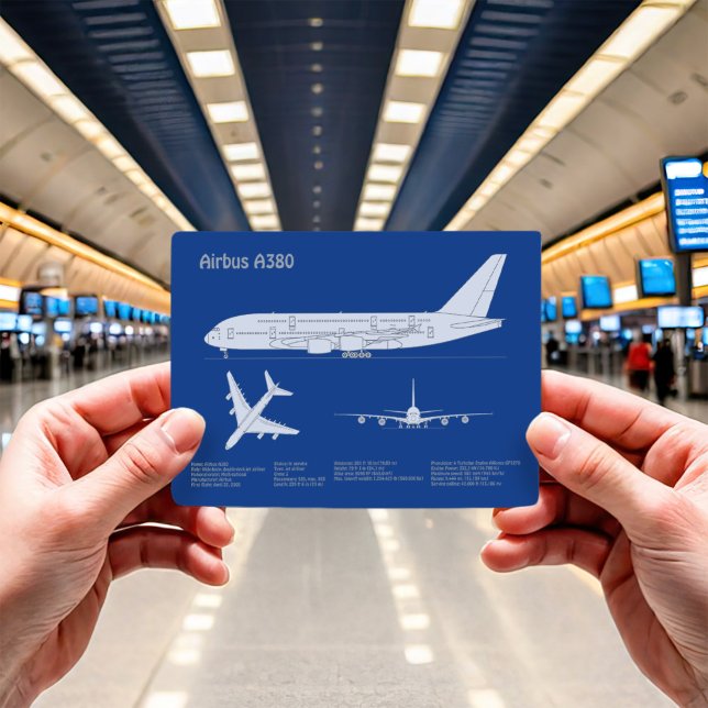 Cartão Postal Airbus a380 - Planos de desenho do avião Blueprint (Criador carregado)