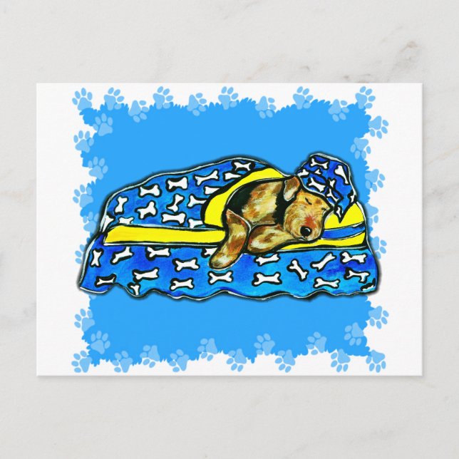 Cartão Postal Airedale Dormindo (Frente)