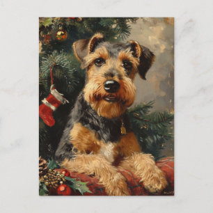Cartão Postal Airedale terrier Christmas