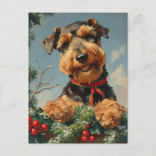Cartão Postal Airedale Terrier Christmas