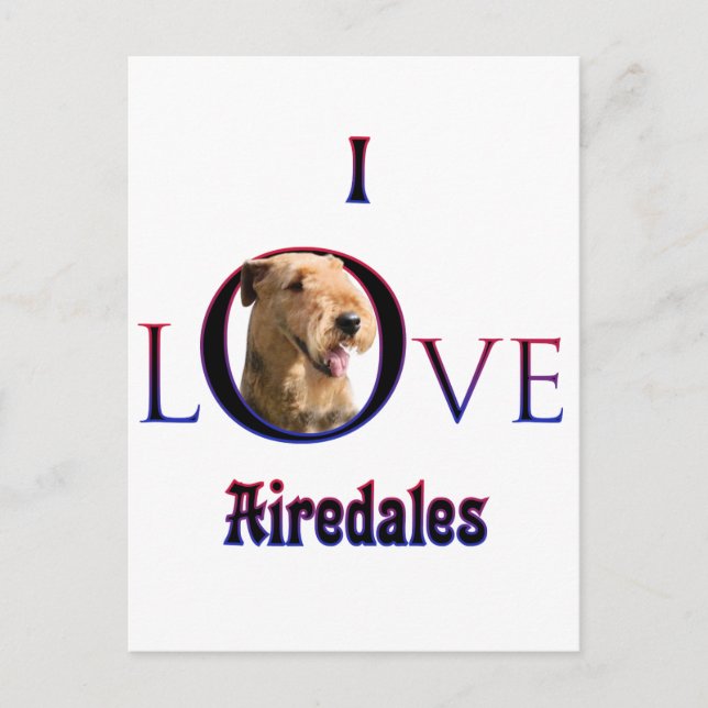 Cartão Postal Airedale Terrier I Love (Frente)