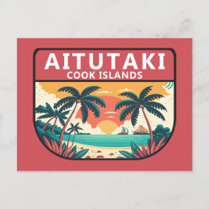 Cartão Postal Aitutaki Cook Islands Retro Emblem