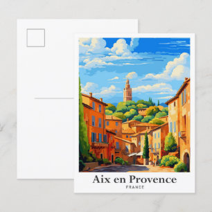 Cartão Postal Aix en Provence France Art Viagem Illustração
