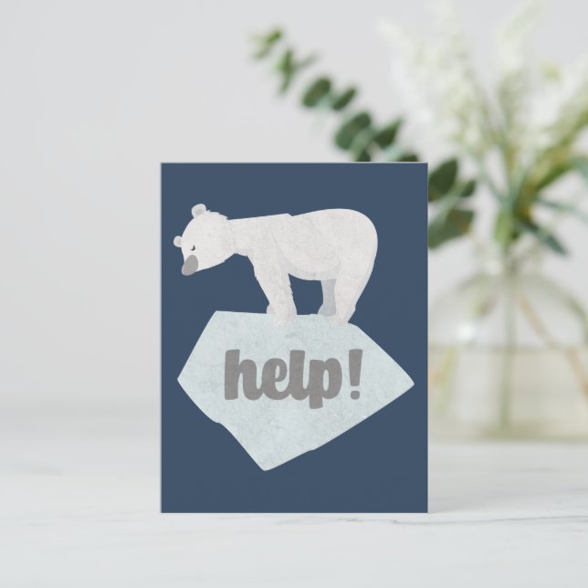 Cartão Postal Ajude o Urso Polar (Em pé/Frente)
