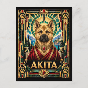 Cartão Postal Akita, Cão Art Déco