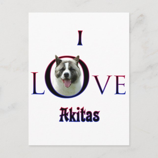 Cartão Postal Akita I Love (Frente)