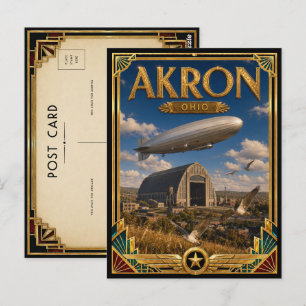 Cartão Postal Akron Ohio Arte Antiga Deco Era de Ouro
