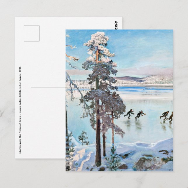 Cartão Postal Akseli Gallen-Kallela - Patinadores perto da Costa (Frente/Verso)