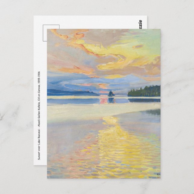 Cartão Postal Akseli Gallen-Kallela - Sunset sobre o lago Ruoves (Frente/Verso)