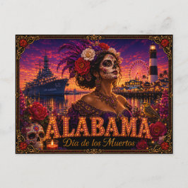 Cartão Postal Alabama Dia dos Mortos Retro