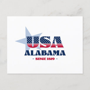 Cartão Postal Alabama em vermelho, branco e cartão-postal azul