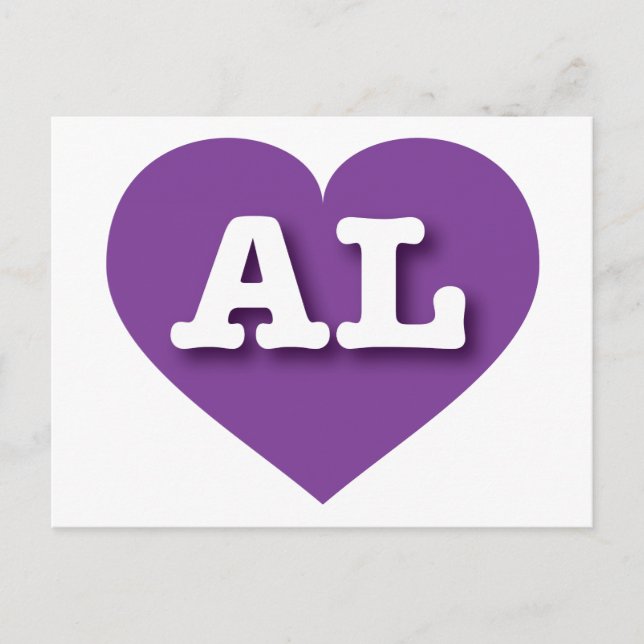 Cartão Postal Alabama Purple Heart - I Love AL (Frente)