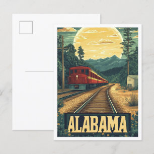 Cartão Postal Alabama USA Art Vintage Illustration Viagem
