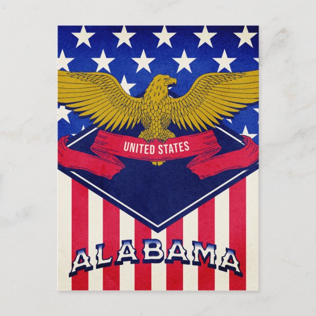 Cartão Postal Alabama USA Flag (Frente)