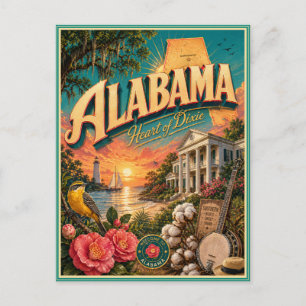Cartão Postal Alabama Viagem Retro Lembrança