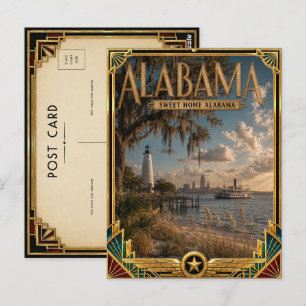 Cartão Postal Alabama Vintage Art Deco Era de Ouro