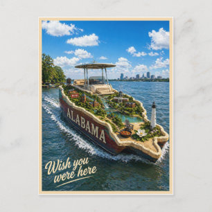 Cartão Postal Alabama Wish You Were Here Série Estadual